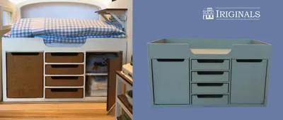 IR 16011 Cama alta con cajones y armarios